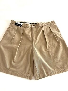 NWT Vintage Polo Ralph Lauren Chino Tyler Shorts 40 Khaki Two-Pleat Golf Pockets